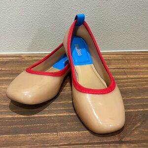 Melissa Lance Ballet Flats Tan Red Blue Sz 6